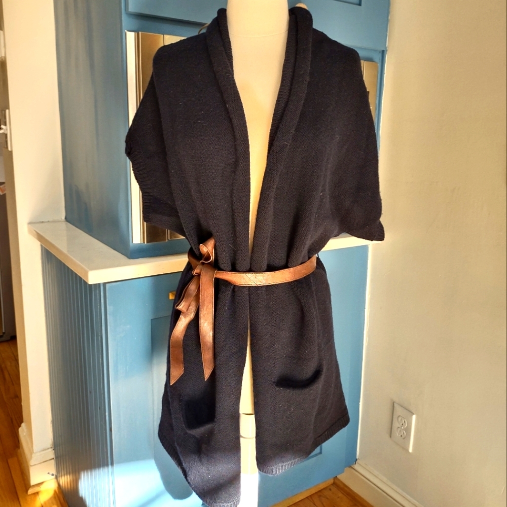Vince navy llama wool open front cardigan jacket L